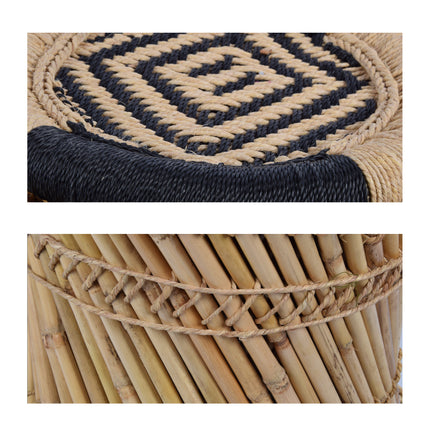 Set van 2 Lichtbruine/Zwarte Bamboe Salontafels | Grote Tafel 37.5cm | Kleine Tafel 30.5cm | Gebruik Voor Perfecte Zitopstelling