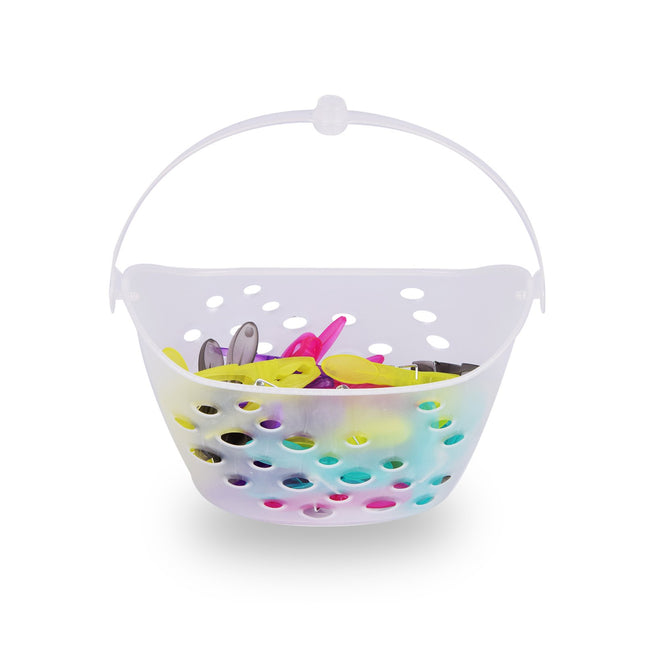 Kleurrijke Wasknijpers Set met Houder - Multicolor - Kunststof - 13.5cm x 13.5cm x 22cm