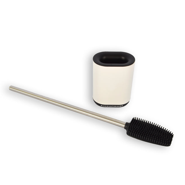 Toiletborstel | met houder | WC borstel | Wit | Toiletgerei | Badkameraccessoires | Vrijstaand en Druppelvrij | 11.50 cm*53cm 