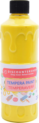 Tempera verf 250 ML - 6 stuks - Blauw - Geel - Groen - Rood - Wit - Zwart - Set van 6x Acrylverf / temperaverf - 6 kleuren - Fles 250 ml - Tempera / acryl verf - Hobby - knutselmateriaal - Schilderij maken - Verf op waterbasis - Hobby