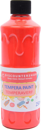 Tempera verf 250 ML - 6 stuks - Blauw - Geel - Groen - Rood - Wit - Zwart - Set van 6x Acrylverf / temperaverf - 6 kleuren - Fles 250 ml - Tempera / acryl verf - Hobby - knutselmateriaal - Schilderij maken - Verf op waterbasis - Hobby
