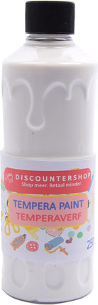 Tempera verf 250 ML - 6 stuks - Blauw - Geel - Groen - Rood - Wit - Zwart - Set van 6x Acrylverf / temperaverf - 6 kleuren - Fles 250 ml - Tempera / acryl verf - Hobby - knutselmateriaal - Schilderij maken - Verf op waterbasis - Hobby