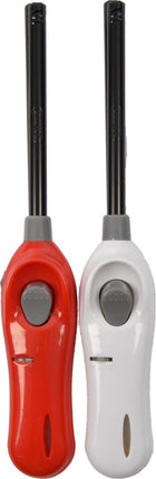 Pakket van 2x stuks BBQ aanstekers navulbaar| A Kwaliteit |Kinderbescherming/Kinderslot Rood/Wit 26 cm