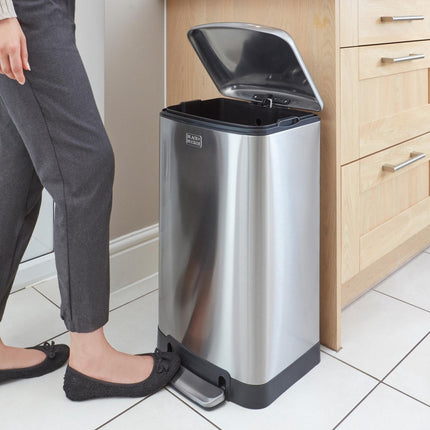 BLACK+DECKER pedaalemmer - 30L - RVS - soft close - losse binnenemmer