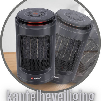 Alpina Elektrische Kachel - Heater - Draagbaar en Compact - Warme- en Koude Lucht - Timer - Digitale Thermostaat - Zwart