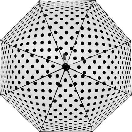 Transparante Bruidsparaplu met Retro-ontwerp – Koepelparaplu Polka Dot Ø86cm – Winddichte Bubbleparaplu - PVC Trouwparaplu met Haak