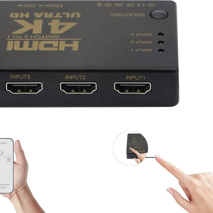 HDMI Switch Splitter 3 in 1 Out HDMI Switch Selector 3-poorts box met IR-afstandsbediening HDMI 1.4 HDCP-ondersteuning 4K Ultra HD 3D 3840/2160P/1080P