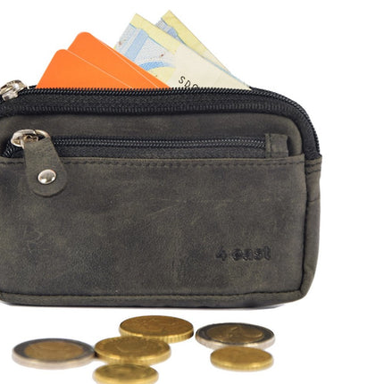 Sleuteletui portemonnee Autosleutel RFID Antidiefstal RFID ALLEEN JE PASJES Sleutel Etui - portemonnee etui - ring portemonnee - pasjeshouder met rits - rits portemonnee - 3 ritsen portemonnee - buffelleer -4E-009