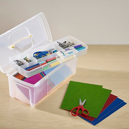 Opbergkoffer -Transportkoffer -viskoffer - gereedschapskist -2 laag| gereedschapskist - Naaidoos| naaibox transparant|5 liter 36x15x14 cm