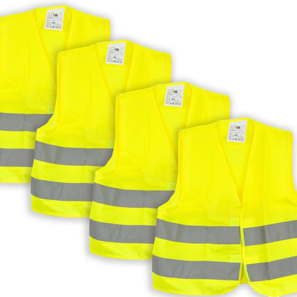 Veiligheidshesje 4 stuks in de verpakking - 4x veiligheidsvest in mooi zak Geel| Veilig safety | Veiligheidshesje | Bouw | Verkeer | veiligheidsvest voor veiligheidswaarschuwing - Geel