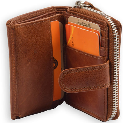 Portemonnee vachetta leer| Portemonnee dames - portemonnees heren - Portemonnee pasjes - RFID Protected Anti skim - 4East - 4E-209-