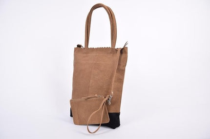 Shopper van 4East met kleine portemonnee, Leren Shopper Zichron 4East bruin