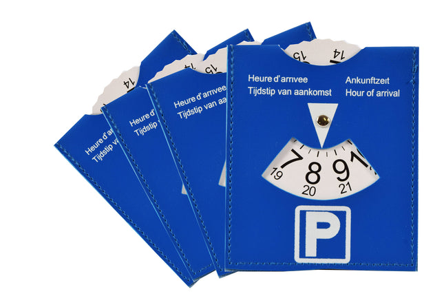 Parkeerschijf Blauw 4 stuks | Duurzame Blauwe Kaart Set | Parkeren In De Blauwe Zone | Blauwe Parkeerkaart Van Kunststof 15cm x 11cm | Lichtgewicht Design