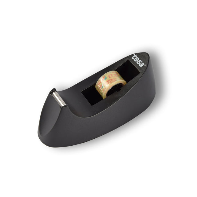 Robuuste Zwart & Zilver Metalen Plakbandhouder - Plakband Dispenser met Sterke Kleefkracht - 19cm x 7.5cm 