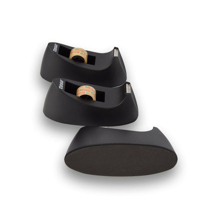 Trio van Plakbandhouders en Dispensers: Zwart en Zilver - Sterke Kleefkracht - 19cm x 7.5cm - Inclusief 3 Rollen Tesafilm Plakband