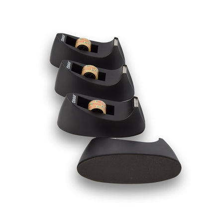 Zwart en Zilver Plakbandhouder en Dispenser: 4x - 19cm x 7.5cm - Sterke Kleefkracht - Inclusief Tesafilm Plakband
