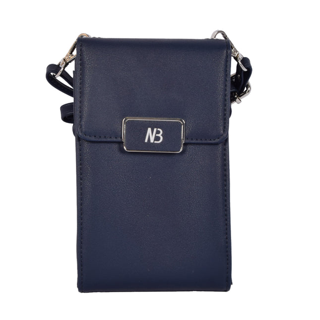 Elegant Telefoontasje Portemonnee voor Dames - Navy - 11x4x18.5cm - Met 5 Vakken - 5 Creditcardvakken 