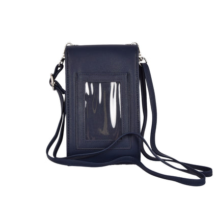 Elegant Telefoontasje Portemonnee voor Dames - Navy - 11x4x18.5cm - Met 5 Vakken - 5 Creditcardvakken 