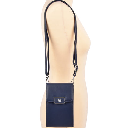 Elegant Telefoontasje Portemonnee voor Dames - Navy - 11x4x18.5cm - Met 5 Vakken - 5 Creditcardvakken 