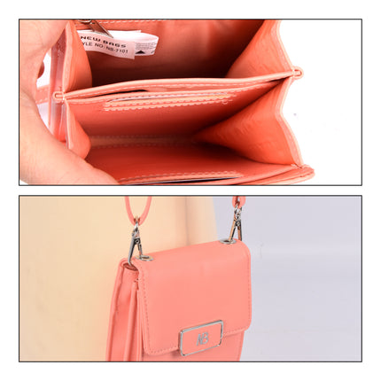 Peach Telefoontasje en Portemonnee voor Dames - 11cm x 4cm x 18.5cm - Handig Formaat - PU Materiaal - Met 5 Creditcardvakken