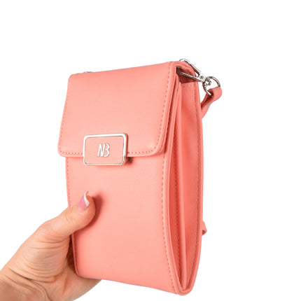 Peach Telefoontasje en Portemonnee voor Dames - 11cm x 4cm x 18.5cm - Handig Formaat - PU Materiaal - Met 5 Creditcardvakken