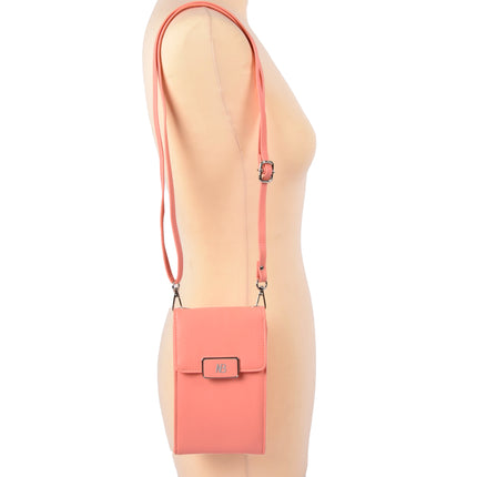 Peach Telefoontasje en Portemonnee voor Dames - 11cm x 4cm x 18.5cm - Handig Formaat - PU Materiaal - Met 5 Creditcardvakken