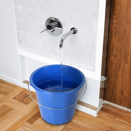 Blauwe Emmer van 5 Liter Kunststof met Stevige IJzeren Handgreep - Optimaal voor Bouwprojecten - 30x23 cm