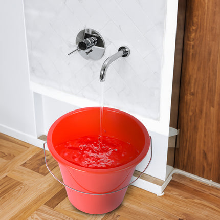 Handige Bouwemmer Rood 5L Kunststof 20x23 cm met IJzeren Handgreep - Voor Thuis en Tuin