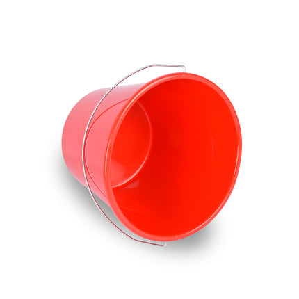 Grote Rode Kunststof Emmer 10 Liter - Geschikt voor Thuis en Klussen - Hoogte 24.50 cm, Diameter 28 cm, Voorzien van IJzeren Handvat