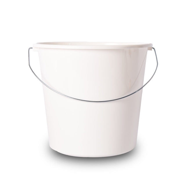 Stevige Witte Kunststof Emmer 10 Liter - Voor Huishoudelijk Gebruik, Tuin & Bouw - Met Sterke IJzeren Handgreep - 24.50cmx28 cm