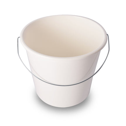 Stevige Witte Kunststof Emmer 10 Liter - Voor Huishoudelijk Gebruik, Tuin & Bouw - Met Sterke IJzeren Handgreep - 24.50cmx28 cm