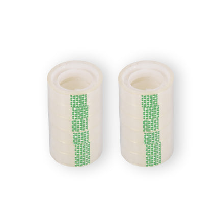 Praktische Set van 2 Transparante Verpakkingstapes - Plakbandrollen 12mm x 10m - Lichtgewicht Plastic - Inclusief 12 Stuks - Slechts 70g