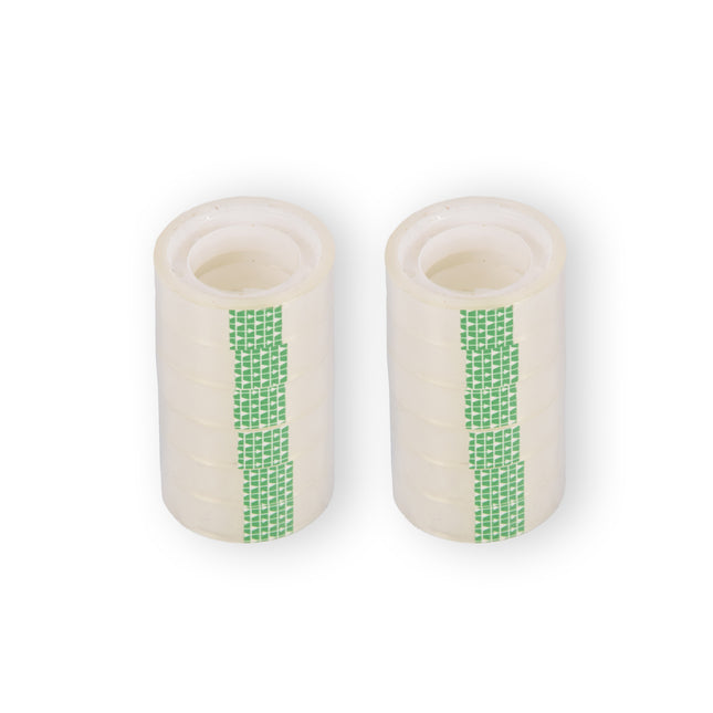 Praktische Set van 2 Transparante Verpakkingstapes - Plakbandrollen 12mm x 10m - Lichtgewicht Plastic - Inclusief 12 Stuks - Slechts 70g
