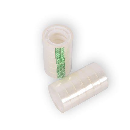Praktische Set van 2 Transparante Verpakkingstapes - Plakbandrollen 12mm x 10m - Lichtgewicht Plastic - Inclusief 12 Stuks - Slechts 70g
