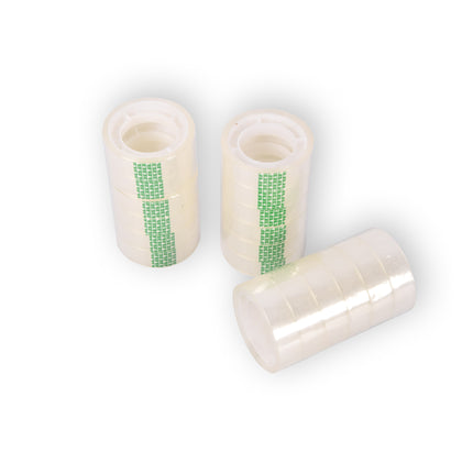 Handige Set van 3 Doorzichtige Verpakkingstapes - Transparante Plakbandrollen - 12mm x 10m - Licht Plastic - Inclusief 18 Stuks - Slechts 105g