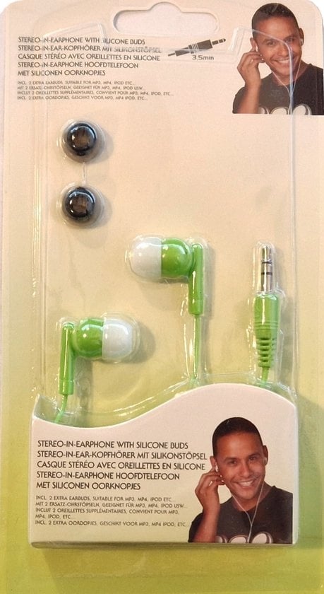 Stereo in ear hoofdtelefoon met siliconen oorknopjes - In Ear Oordopjes - Oortjes met draad en microfoon -kabel -