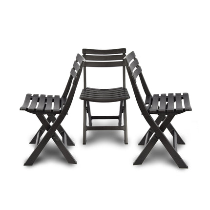 3x | Klapstoel | Opvouwbare stoel | Campingstoel | Tuinstoel | Zwart | Kunststof | Duurzaam | Comfortabel | Voor binnen en buiten | 44cm x 41cm x 78cm | Waterbestendig