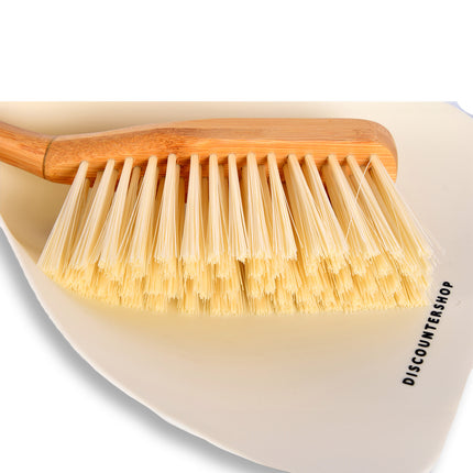 Stoffer | Bamboe | 230 gm | en Blik Set | Beige | Veger | Borstel | Stofveger | Schoonmaakmiddel | Met handgreep  | 4cm*35.5cm*31.5cm