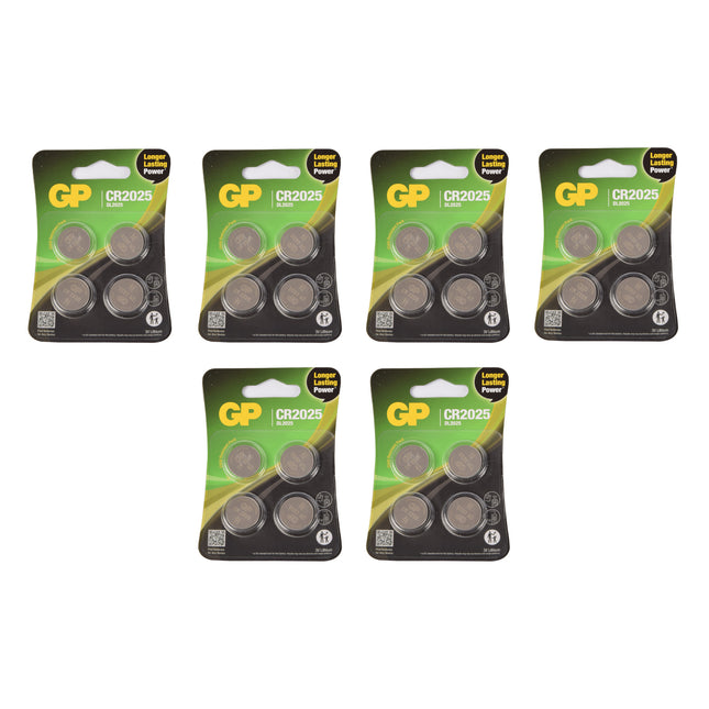 Set van 6 Pakketten met 4 Stuks CR2025 3V Knoopcelbatterijen Elk - 24 Batterijen in Totaal met Lithiumtechnologie
