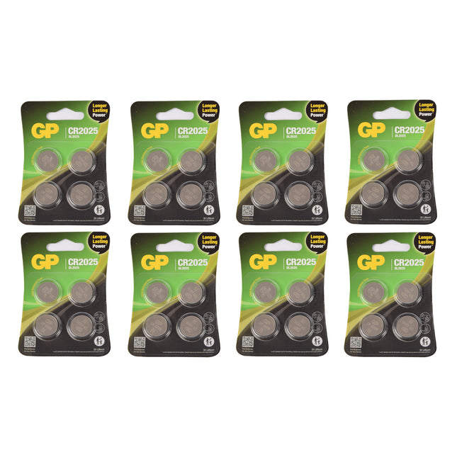Set van 8 Pakketten met 4 Stuks CR2025 3V Knoopcelbatterijen | 32 Batterijen voor Elektronica en DIY Klussen met Lithiumtechnologie