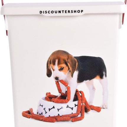 Hondenvoercontainer - 4L Opbergdoos voor Honden- & Kattenvoer - Wit & Praktisch - 19cm x 22cm x 23.50cm