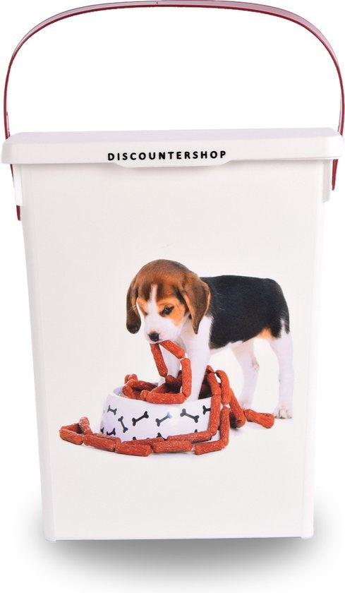 Hondenvoercontainer - 4L Opbergdoos voor Honden- & Kattenvoer - Wit & Praktisch - 19cm x 22cm x 23.50cm