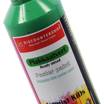 Plakkaat- plakkaatverf Discountershop - Plakkaat verf Basic waterbasis 6 stuks 250 ML - plakkaatverf uitwasbaar Plakkaatverf kinderen plakkaatverf op hout