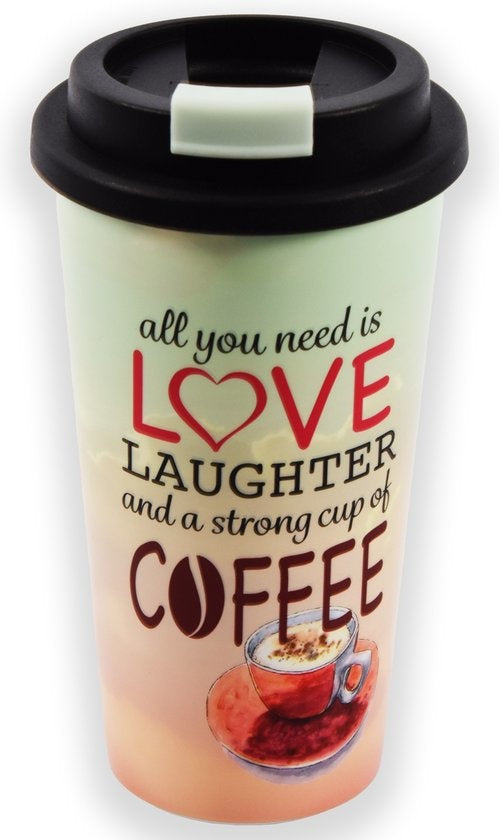 Travel Mug - 450 ml - Koffiebeker to go - Mok koffie of thee Reisbeker, koffiebeker - coffee to go beker - CRUISING TRAVEL MUG - To-Go beker coffee makes life better kleine formaat 