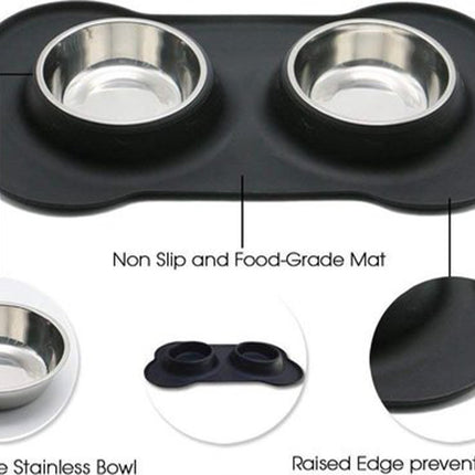  Voerbak hond van RVS 36 cm x 21 cm x 3 cm - hondenvoerbak , waterbak kat , honden drinkbak , Antislip hondenvoerbak 