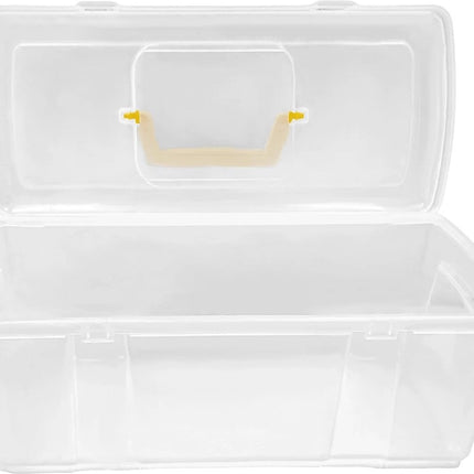Opbergkoffer -Transportkoffer -viskoffer - gereedschapskist -2 laag| gereedschapskist - Naaidoos| naaibox transparant|5 liter 36x15x14 cm