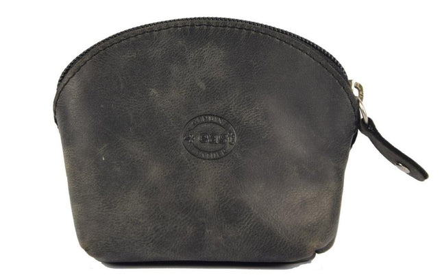 Trendy Portemonnee Dames Van Leer - Zwarte Ritsportemonnee - 11X9.5X3 Cm - 7 Pasjesvakken 