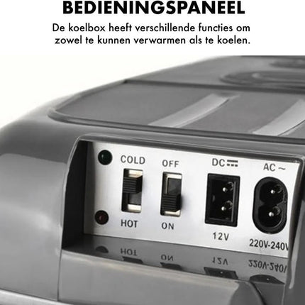 Koelbox 45 liter 12V/240V - Elektrische Koelbox - 45L - AC/DC met handvat en wielen - 12V/240V - Grijs-groen Koelt én verwarmt, dus ook handig als je eten warm wilt houden.