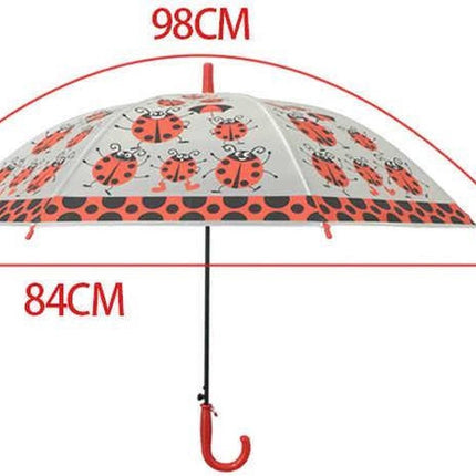 Kinderparaplu met Lieveheersbeestjes print 96 cm paraplu - Disney Kinderparaplu 96 cm automatische paraplu met Transparant en Fluitje inbegrepen