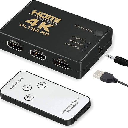 HDMI Switch Splitter 3 in 1 Out HDMI Switch Selector 3-poorts box met IR-afstandsbediening HDMI 1.4 HDCP-ondersteuning 4K Ultra HD 3D 3840/2160P/1080P